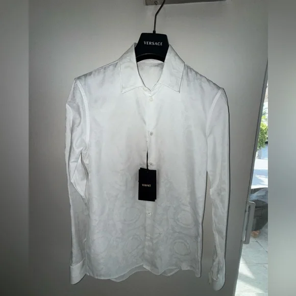 Versace Barocco Jacquard Long Sleeve Shirt Size 37 IT. PRISTINE CONDITION - Picture 4 of 16